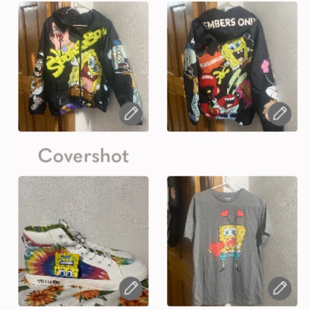 Nickelodeon/SpongeBob coat loose S+tie-dye high-tops 11+Tee szM